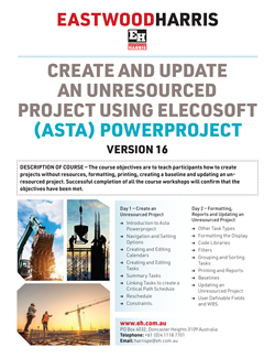 EPP16_250_wide Create and Update an Unresourced Project Using Elecosoft (Asta) Powerproject Version 16